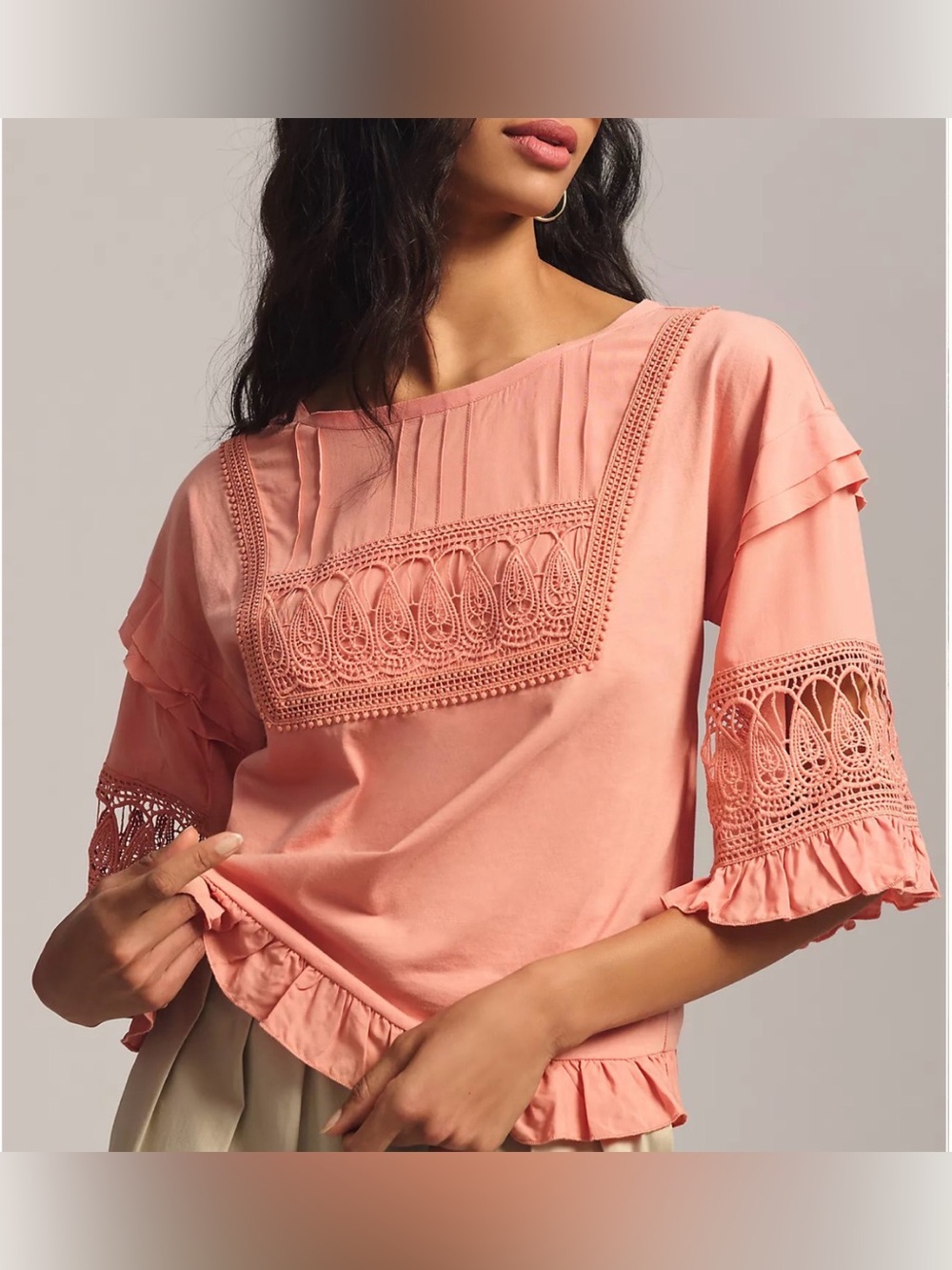 Anthropologie Tiny Sonoma Ruffle Top, Size S